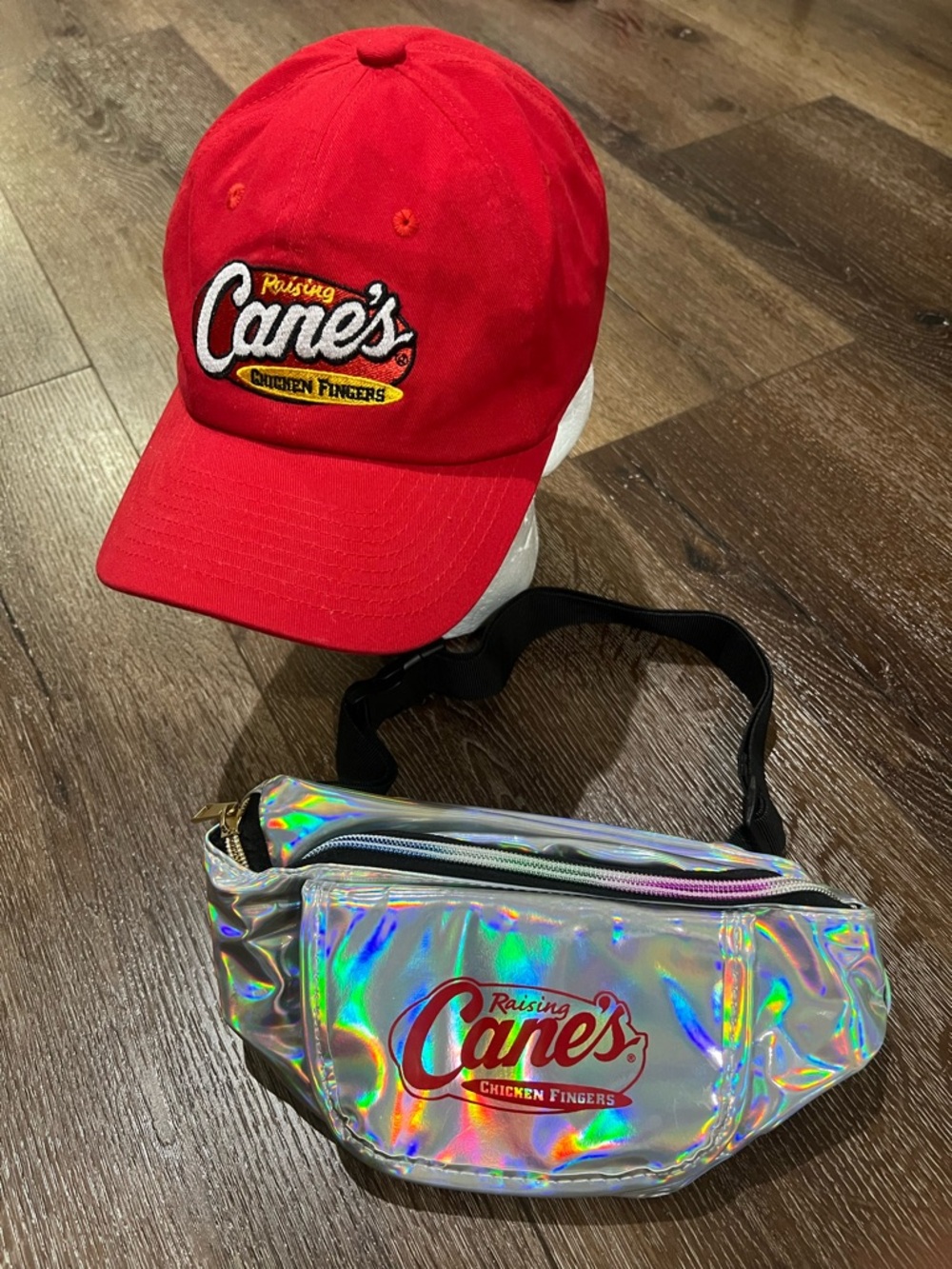 NWOT Canes Red Hat and Holographic Belt Bag Set 2 total